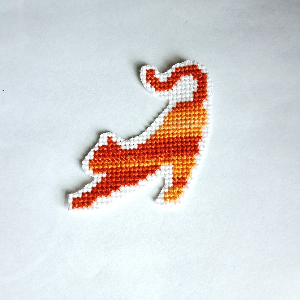 Orange Cross Stich Iron On Patch - Picture 2 of 4